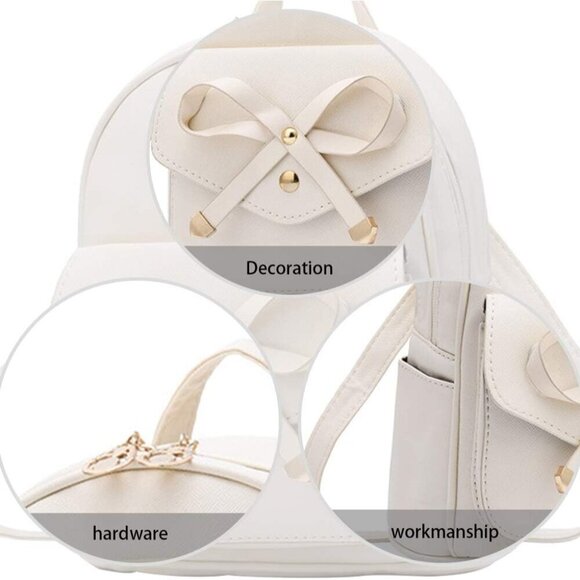 Girls Leather Mini Backpack Bowknot Purse for Women Casual Daily Travel main image 5